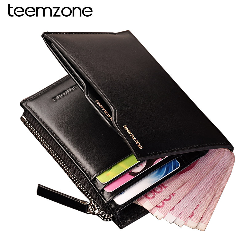 Short first layer leather men's money clip leather wallet purse men's vertical card package cards Korean 包邮