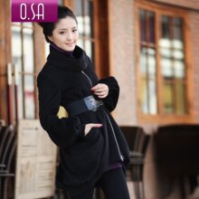 正品欧莎O.SA2011秋冬装新款韩版修身大衣毛呢厚外套女装D00910