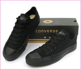 海外版 匡威CONVERSE纯黑色全黑色复古款低帮情侣男女帆布鞋