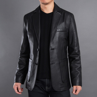 春装新款头层新西兰绵羊皮男装真皮西装外套皮衣 特大码M456