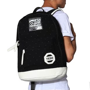  YESO户外大师百搭波点男女双肩包背包日系日韩版帆布学生书包潮包