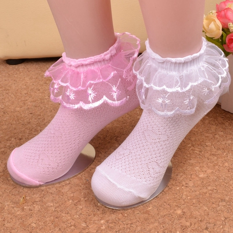 特儿童<em>冰丝</em>网眼袜蕾丝花边<em>女孩</em>袜子薄款公主袜