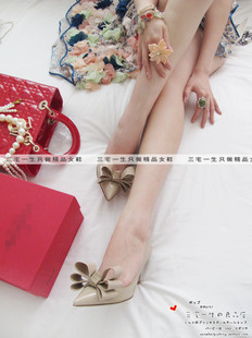  V家同款蝴蝶鞋单鞋上班鞋结婚鞋尖头鞋中跟鞋高跟鞋（83号）预定