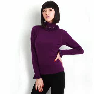 钻饰魅惑 O.SA正品2010秋冬翻领蕾丝花边女装毛衣 SE91018