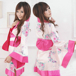 热销日式樱花之恋*和服式睡衣 女 夏 性感 可爱家居服 真丝睡裙