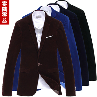  春秋男士高档灯芯绒西装休闲英伦修身韩版小西服平绒外套潮男时尚