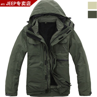 特价AFS JEEP吉普加绒冲锋棉衣户外男装外套连帽休闲保暖防水正品