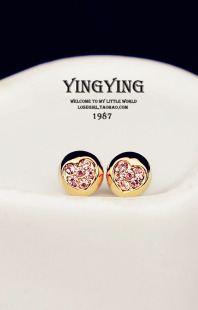  YINGYING  外贸原单小耳朵耳钉水钻满钻韩国可爱女钻石耳钉糖果色