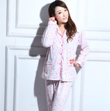 女睡衣套装时尚小花 针织纯棉家居服月子服孕妇睡衣 加大码