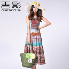 香影2012正品新款夏女装雪纺拼接连衣裙送皮带Q822103原价399元