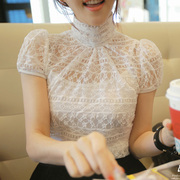 韩版高领雪纺蕾丝，衫春夏衬衫