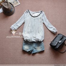 VIVI杂志款清爽水玉点点雪纺衬衫miuccia de base