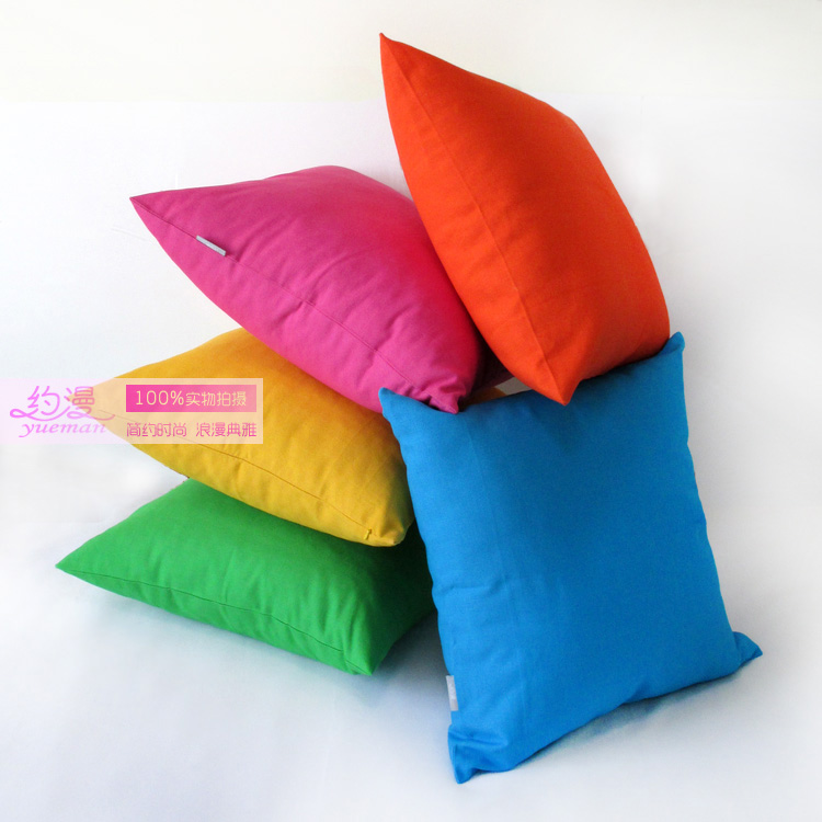 纯棉活性纯色靠垫/靠枕/抱枕 珍珠棉芯40/45/50/55/60/65/70...