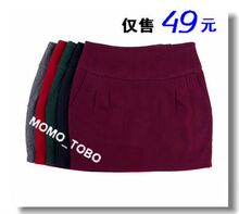 超热卖！㊣MOMO_TOBO 韩版 秋冬 花苞 冬裙 毛呢 短裙 子