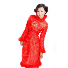 非你不嫁正品 新娘婚纱礼服棉旗袍 冬季新款红色结婚旗袍 QP0017