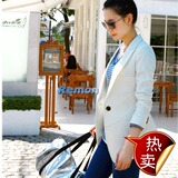 REMON*冲冠特价2011秋装新款韩版修身小西装女中长款白色外套530