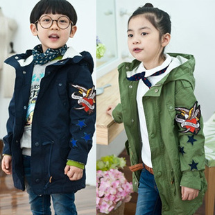  童装韩国韩版春装男童女童儿童服装小孩衣服外套中长款风衣