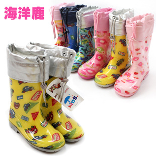 正品海洋鹿儿童雨鞋 宝宝雨靴保暖加绒内胆冬季防水鞋雨鞋男女童