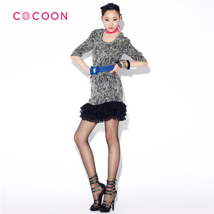 COCOON可可尼2012新品荷叶摆半袖连衣裙202102004原价1388