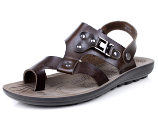  正品木林森夏季真皮套趾两穿休闲鞋男鞋凉鞋沙滩鞋13A76108