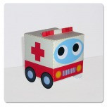 儿童简易手工纸盒子救护车 3D立体纸模型手工