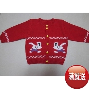 新品 <em>毛衣</em> 纯手工编织<em>儿童</em>大红<em>开衫毛衣</em> <em>手编</em>毛