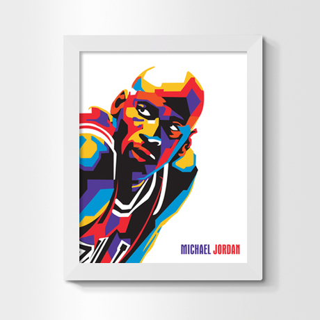 励志篮球海报迈克尔乔丹肖像装饰画框实木相框
