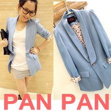 【PANPAN】XF-115 韩国色泡泡袖色丁内衬修身小西装