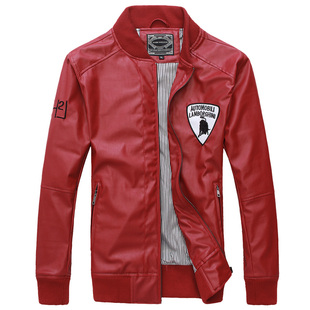  秋冬新款男式外套 潮男修身男士皮夹克 韩版小皮衣男PU皮外套