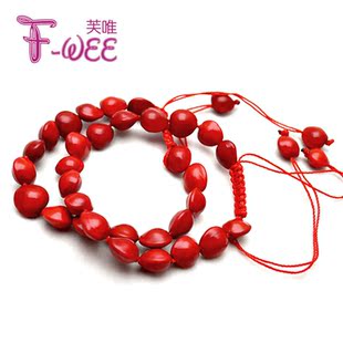  开运新年礼物 芙唯 首饰 天然相思红豆手链 红绳情侣对 全红现货