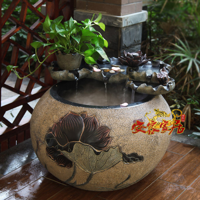 树脂流水喷泉可养鱼招财风水池水缸落地鱼缸水景加湿器盆景摆件|ruв категории Домашний быт, украшения - от Buy2taobao.com для оказания профессиональной услуги покупки агента Taobao