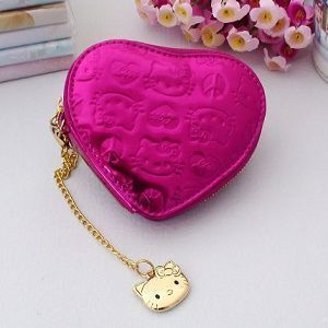 特价日单正版hello kitty可爱心形韩版外贸粉色女士零钱包小包包
