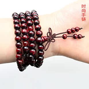  108颗天然小叶檀佛珠手链时尚手链杨幂同款玛瑙隔珠手链