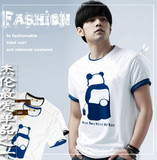 周杰伦熊猫人衣服2010韩版<span class=H>休闲服</span>饰潮人装LEVIS夏装男装短袖T恤