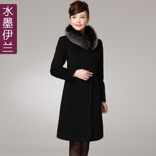  羊绒大衣真品 女修身大衣冬装新款狐狸毛领羊毛妮子毛呢外套