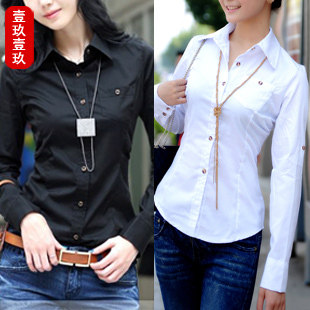 2012春装新款女装韩版女士修身秋款衬衫衬衣女白衬衫女款长袖OL