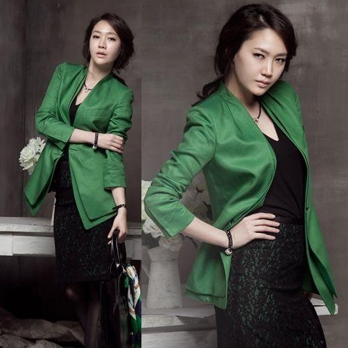 2018韩版女春秋装新款绿色气质OL修身简约时尚百搭西装西服小外套|msdalam kategori Butik wanita / wanita, saman - dari Buy2taobao.com untuk memberikan perkhidmatan ejen Taobao profesional membeli