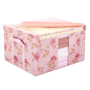  溢彩年华 月季花百纳箱大号（65L）牛津布收纳箱 有盖整理箱