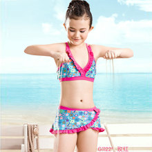 包邮久岁伴2012新款童装夏装女童分体泳衣套装1122