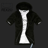 【Fex2u】个性酷黑 青春男士连帽开衫卫衣 男款轻薄