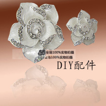 合金黑色白色山茶花DIY饰品配件手机美容手机贴钻配件送小胶棒15#