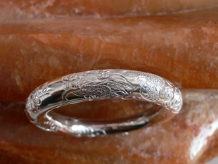  传家宝龙凤呈祥圆柱999纯银手镯手环定做纯手工千足银女人最爱