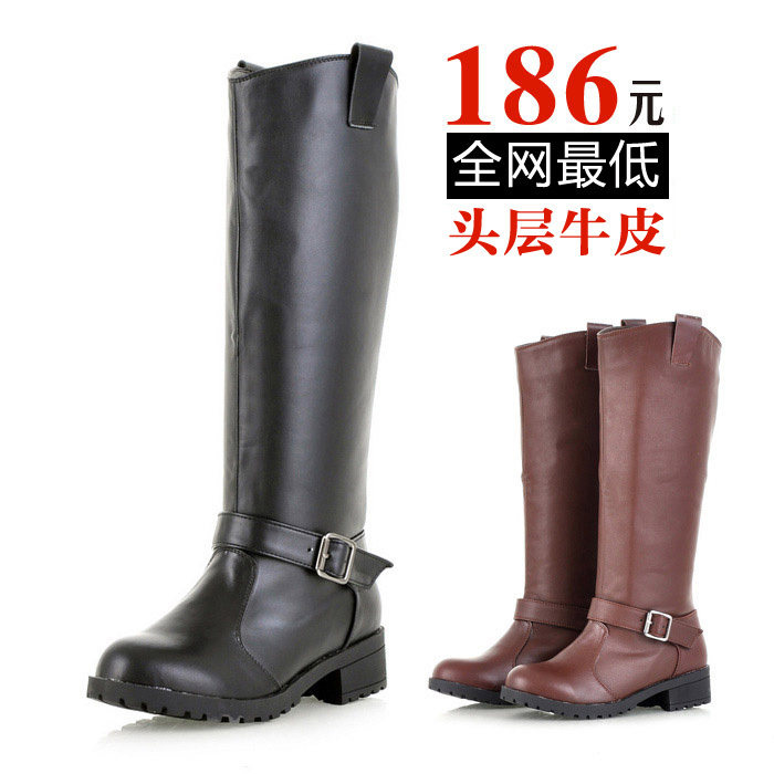 全民疯抢秋冬真皮骑士靴新款高筒靴机车靴马丁靴保暖长靴女靴子C6