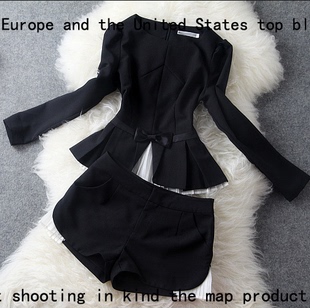 欧洲站2014春款女装 气质短款<em>女士</em>修身小<em>西装</em>