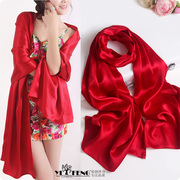 中国红围巾丝巾披肩秋冬长款围巾红色围巾，礼服披肩新娘结婚披肩