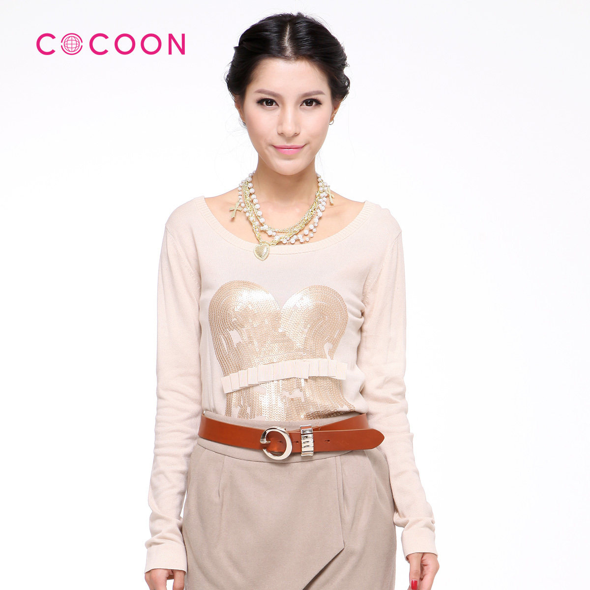 COCOON可可尼新品百搭长袖T桖上衣女款原价788元204110001