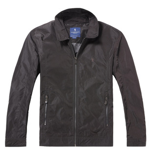  与狼共舞春装男士正品休闲纯色翻领夹克拉链外套202101816