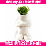 创意小白人青草盆栽植物(站) 花卉 绿色有氧盆栽 绿植 盆景80g