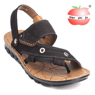  美国苹果男式沙滩凉鞋 人字拖上线两用凉拖鞋 真皮休闲套趾男凉鞋