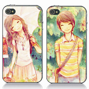 iPhone4情侣外壳 iPhone4s手机壳 彩绘 卡通保护套 苹果配件